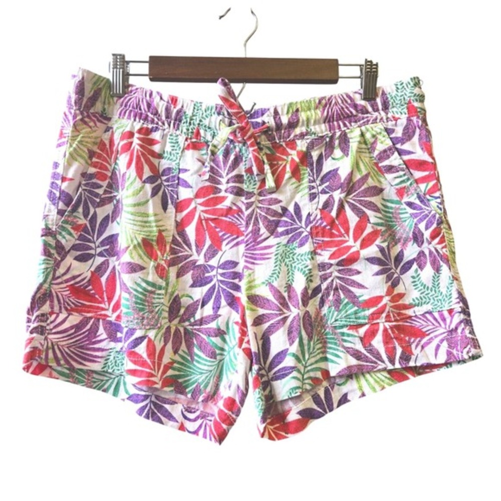 St. John's Bay Shorts Size M Multicolor‎ Tropical Linen Blend Drawstring